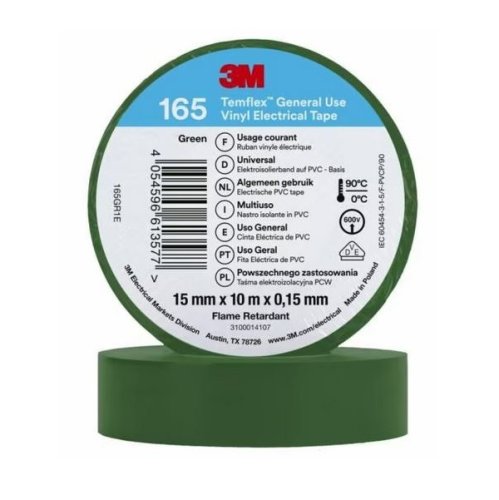 Nastro isolante in PVC 3M TEMFLEX 165 (15 mm x 10m) - - verde