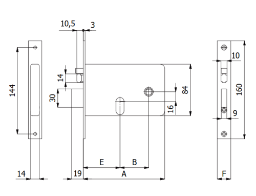 Serratura elettrica per fasce scrocco e mandata Omec 378 F16 - mano DX