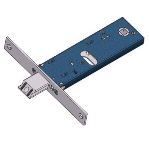 Serratura per fasce scrocco e mandate Omec 890 - frontale 16 mm