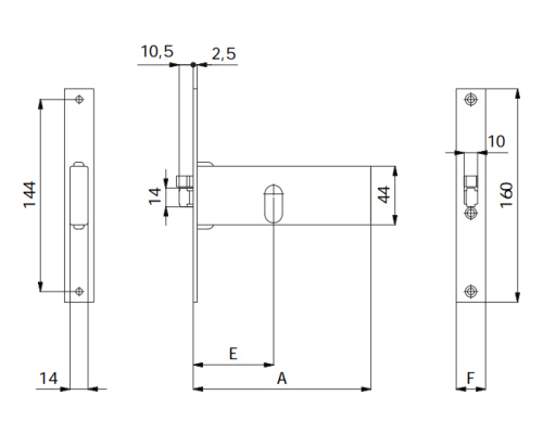 Serratura elettrica 12V per fasce con scrocco non reversibile Omec 399 - mano DX