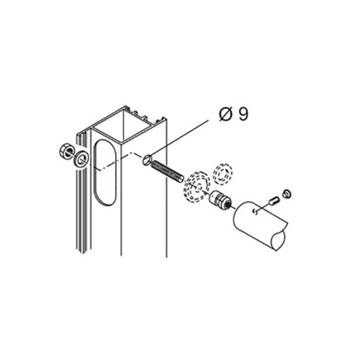 Fissaggio singolo non passante acciaio inox PBA FIX.610.000D.B2 per maniglioni su profilo tubolare