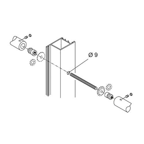 Fissaggio contrapposto acciaio inox PBA FIX.710.000D.B2 per maniglioni su legno, alluminio, pvc