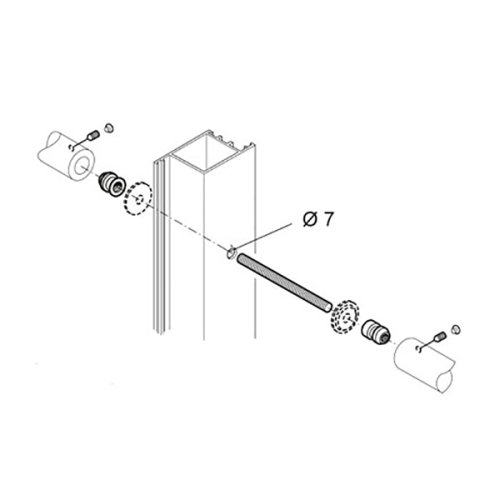 Fissaggio contrapposto PBA FIX.720.000I.B2 per maniglioni ø 16 mm su legno, alluminio, pvc