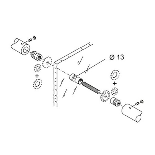 Fissaggio contrapposto acciaio inox PBA FIX.810.000D.B2 per maniglioni su vetro