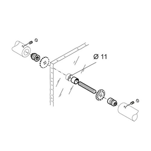 Fissaggio contrapposto acciaio inox PBA FIX.820.000I.B2 per maniglioni su vetro