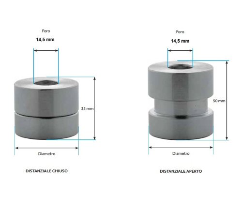 Plebani C02L distanziale cilindrico regolabile 35/50 mm per fissaggio inferriate - ø mm 30
