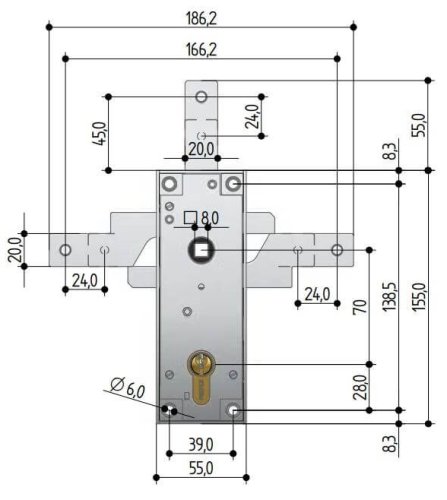 Serratura per porte basculanti con dispositivo antieffrazione Prefer 6584.681Z.0000