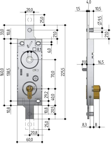 Serratura per basculanti, maniglia in folle Prefer 6599.0810.0200