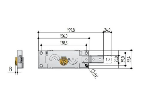 Serratura laterale SX per serrande avvolgibili PREFER A412.0010.0200