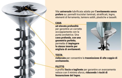 Vite autofilettante per legno Mustad Panelvit testa piana svasata zincata - ø x L mm 3x16