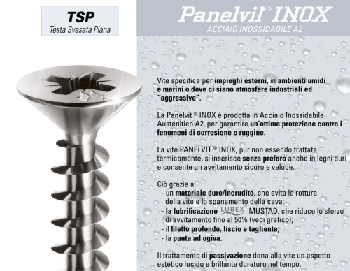 Vite autofilettante per legno Mustad Panelvit testa piana svasata inox - ø x L mm 4x40