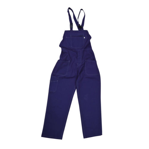 Pantaloni a pettorina in cotone blu a 5 tasche - TG 46