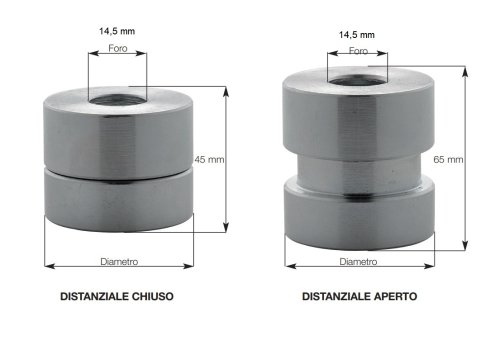 Plebani C12 distanziale cilindrico regolabile 45/65 mm per fissaggio inferriate - ø mm 25