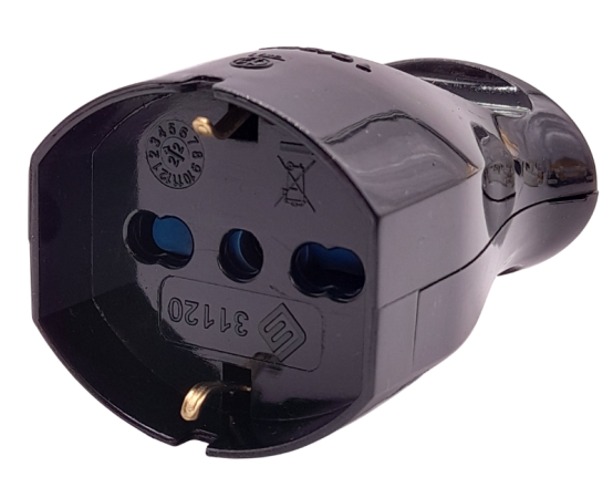 Presa Elettrica 2P+T 16A Bipasso Techly - Nero, Policarbonato, Alveoli In Ottone