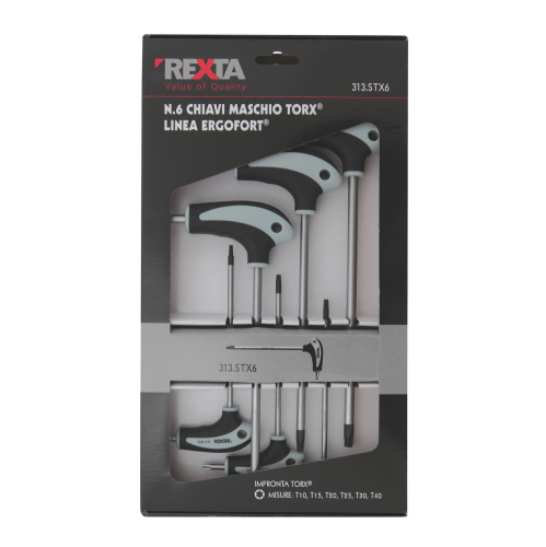 Serie 6 chiavi Torx piegate con impugnatura Rexta 313.STX6