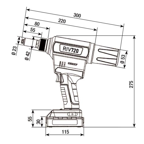 Rivettatrice RIVIT RIV 720 18V 2Ah litio in valigetta con doppia batteria