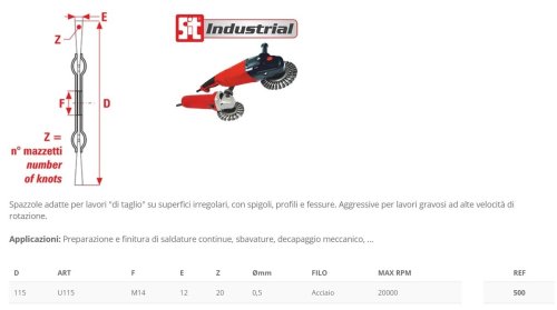 Spazzola circolare in acciaio a mazzetti ritorti Ø 115 mm foro M14