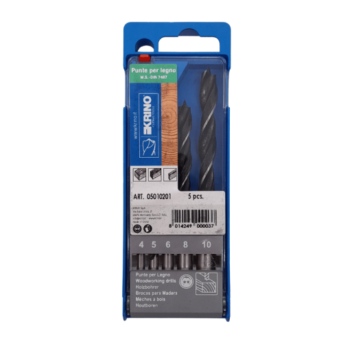 Serie 5 punte trapano elicoidali forare legno KRINO 05010201