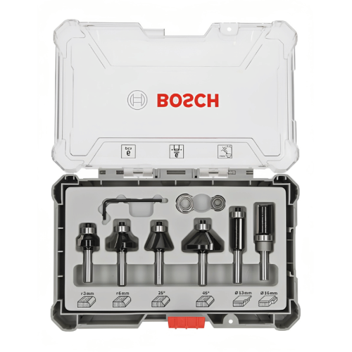 Set 6 frese per legno Bosch Trim&Edging codolo ø 8 mm
