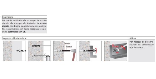Tassello ancorante TECFI ZJE01 in acciaio zincato - Cert.ETA-CE opz.7 - ø mm 8x75
