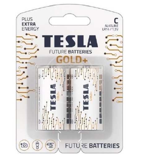 Batterie alcaline C - mezza torcia TESLA 1,5V GOLD+ LR14 (2 pezzi)