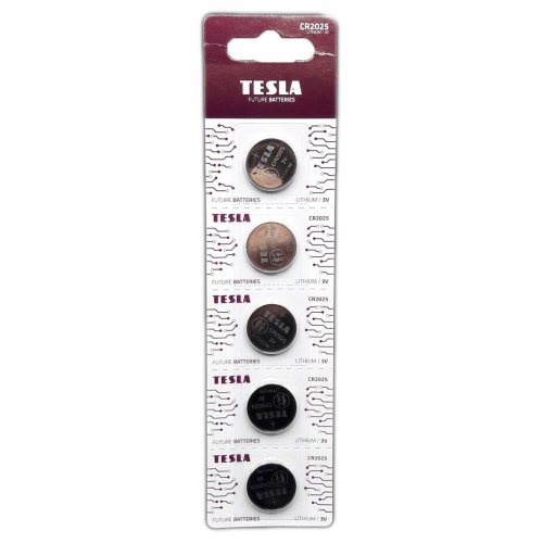 Batterie a bottone 3V Litio TESLA CR 2025 (5 pezzi)