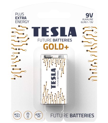 Batteria alcalina TESLA 9V GOLD+ 6LR61/9V