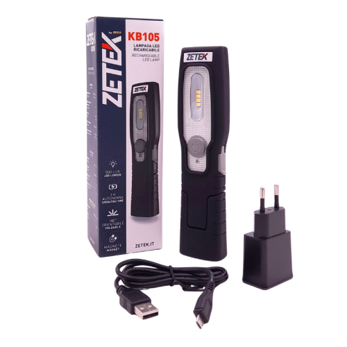 Torcia lampada led ricaricabile con base magnetica ZETEK KB105