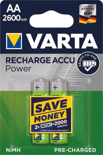 Batterie ricaricabili 1,2V VARTA AA 2600mAh (2 pezzi)