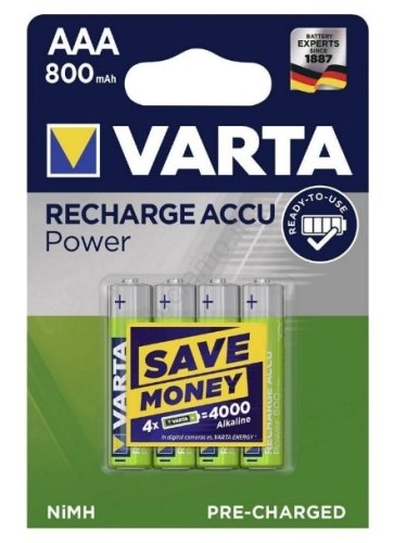 Batterie ricaricabili ministilo 1,2V VARTA AAA 800mAh (4 pezzi)