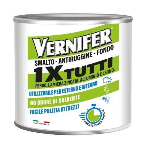 Vernifer 1xTUTTI vernice smalto acrilico satinato base all'acqua 500ml - - bianco