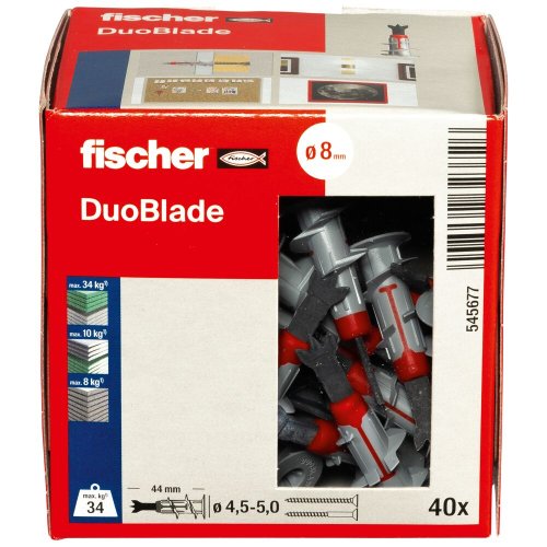 Tassello per cartongesso autoforante ø mm 8x44 senza vite Fischer DUOBLADE