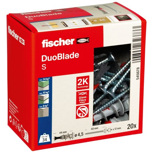 Tassello per cartongesso autoforante ø mm 8x44 con vite testa piana svasata Fischer DUOBLADE S