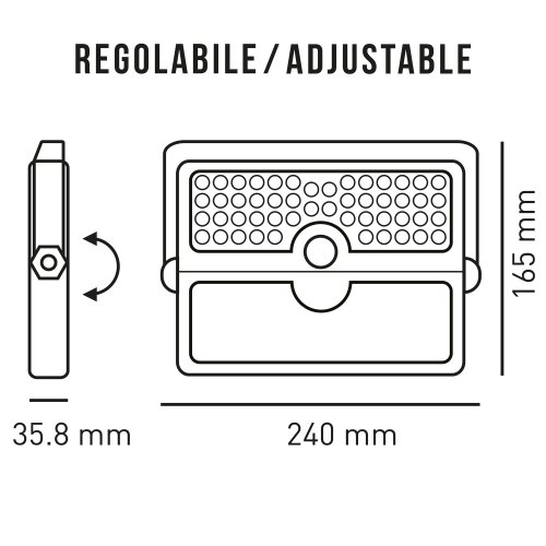 Faretto Proiettore solare Led YUMA6NK con sensore crepuscolare e rilevatore presenza PIR
