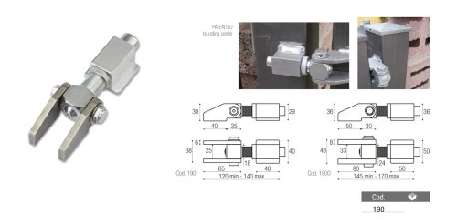 Cardine regolabile a saldare M18 per apertura 180° ADEM 190