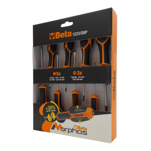 Assortimento 8 cacciaviti taglio e croce Beta Morphos 1223 DP8