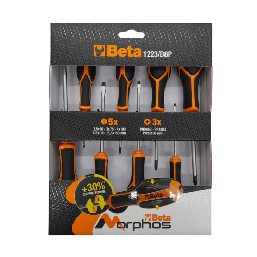 Assortimento 8 cacciaviti taglio e croce Beta Morphos 1223 DP8