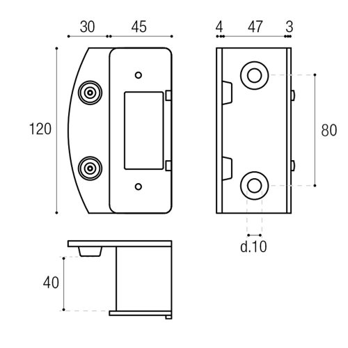 Battente fine corsa per elettro serrature su cancello scorrevole ADEM 27/40NA