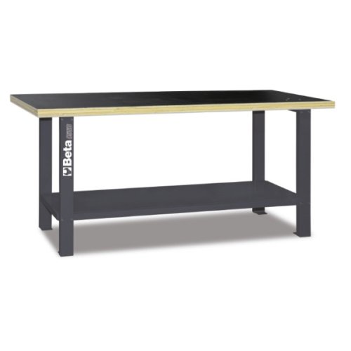 Banco da lavoro con piano in legno BETA C56B - colore GRIGIO