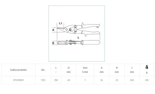 Cesoia a doppia leva destrorsa lame curve Beta 1123