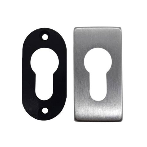 Coppia bocchette rettangolari foro Yale Reguitti Q09KY cromo satinato