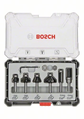 Set 6 frese per legno Bosch Trim&Edging codolo ø 8 mm