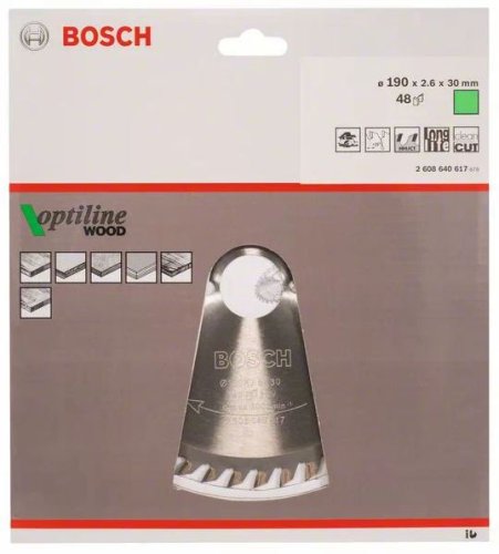 Lama circolare Bosch ø mm 190 Z48 foro ø 30 taglio legno