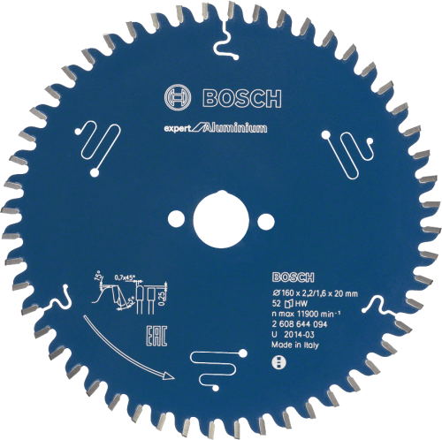 Lama circolare Expert Bosch ø mm 160 z52 foro ø 20 taglio alluminio