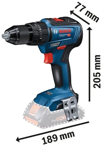 Trapano avvitatore Brushless Bosch Professional GSB 18V-55, 2x4Ah + 82 accessori