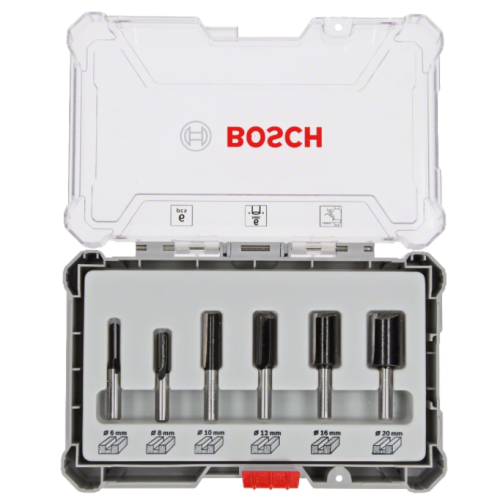 Set 6 frese diritte Bosch miste per legno codolo ø 8 mm
