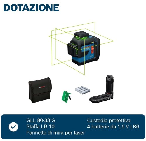 Livella laser 3 linee verdi Bosch GLL 80-33 G Professional