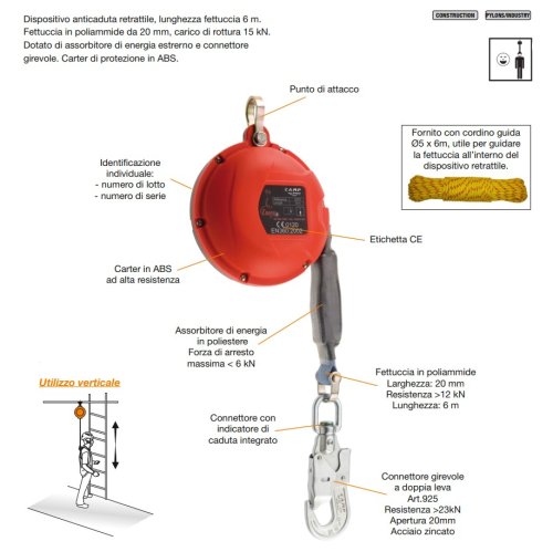 Dispositivo anticaduta retrattile Camp Safety COBRA 6