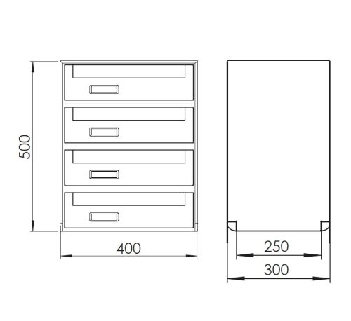 Casellario postale 4 cassette (SC6) a ritiro posteriore argento SILMEC 4B1-601.72