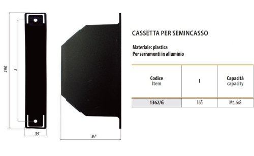 Cassetta ad incasso in PVC per avvolgitore cintino tapparella 6/8 mt Bolis 1362/G
